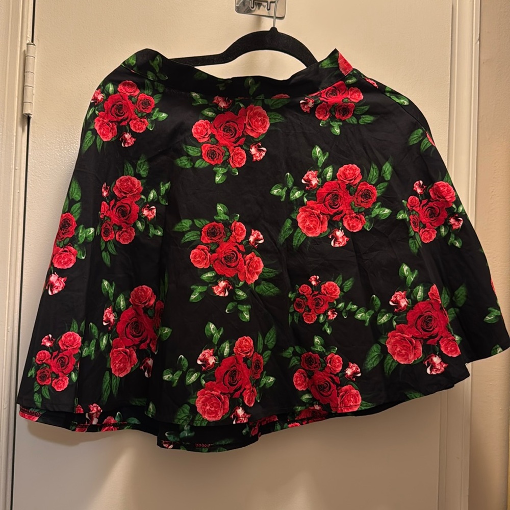 🔴 SALE Hell Bunny Rose Print Circle Skirt
